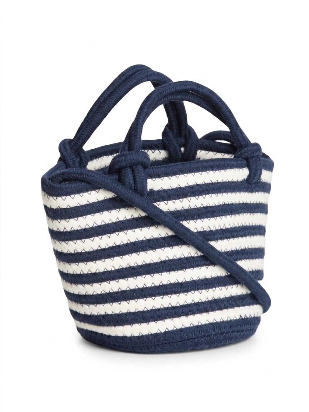 GAP Mini Nautical Stripe Rope Crossbody Bucket Bag Tote Navy and White - Picture 12 of 12